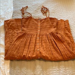 Aerie Smocked button Front Dress sz M
